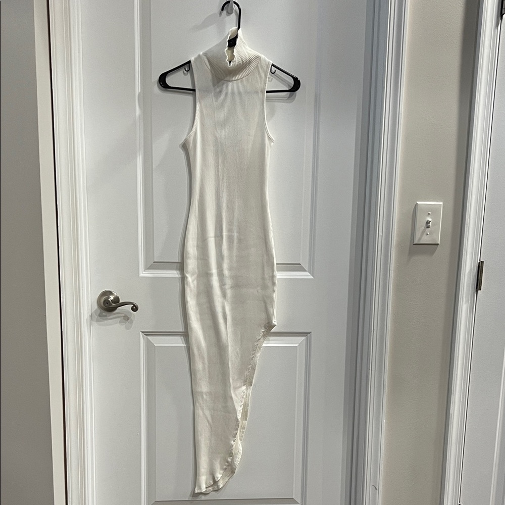 Rosebullet Cream Asymmetrical Sleeveless Dress